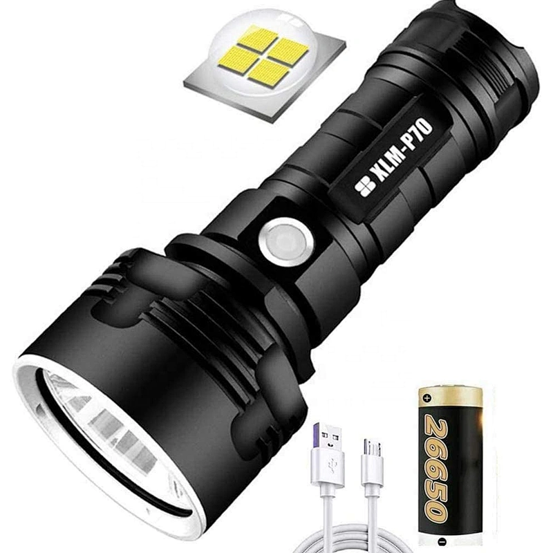 3 modes high brightness Single lithium battery Most Powerful Usb Rechargeable 50w Xlm P70 led Flashlight For Camping Everyday