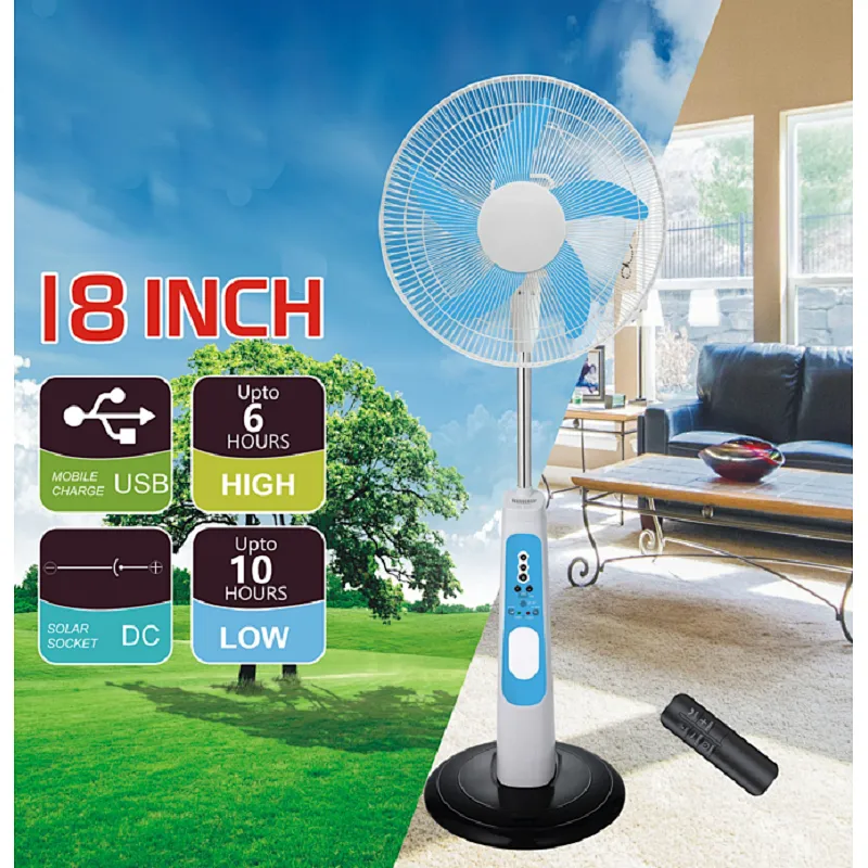 18 inch standing fan Use 12v AC DC Charging Personal Metal Blade Pedestal Battery Solar Rechargeable Fan with Light
