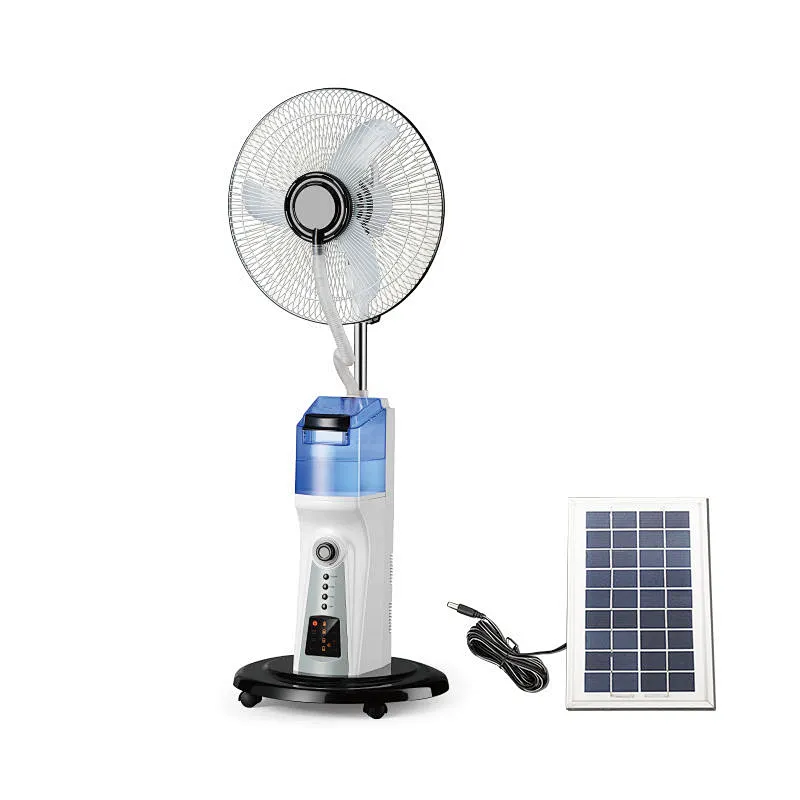 Battery Operated High Speed Rechargeable Pedestal Floor Stand Mist Fan Crown 12V Dc Solar Power Standing Fan with Remote Control