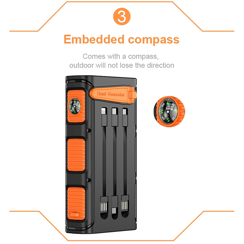 2023 Solar Charging High Capacity Portable Waterproof Strong Camping Light Outdoor 30000mah Solar Power Bank