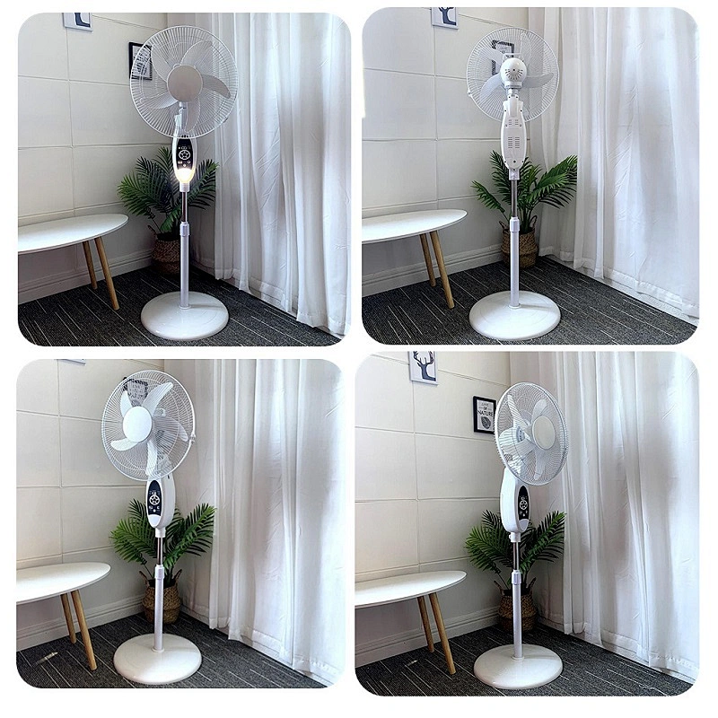 16 Inch AC DC Solar Fan Rechargeable Battery Stand Fan with LED Light and Remote Control