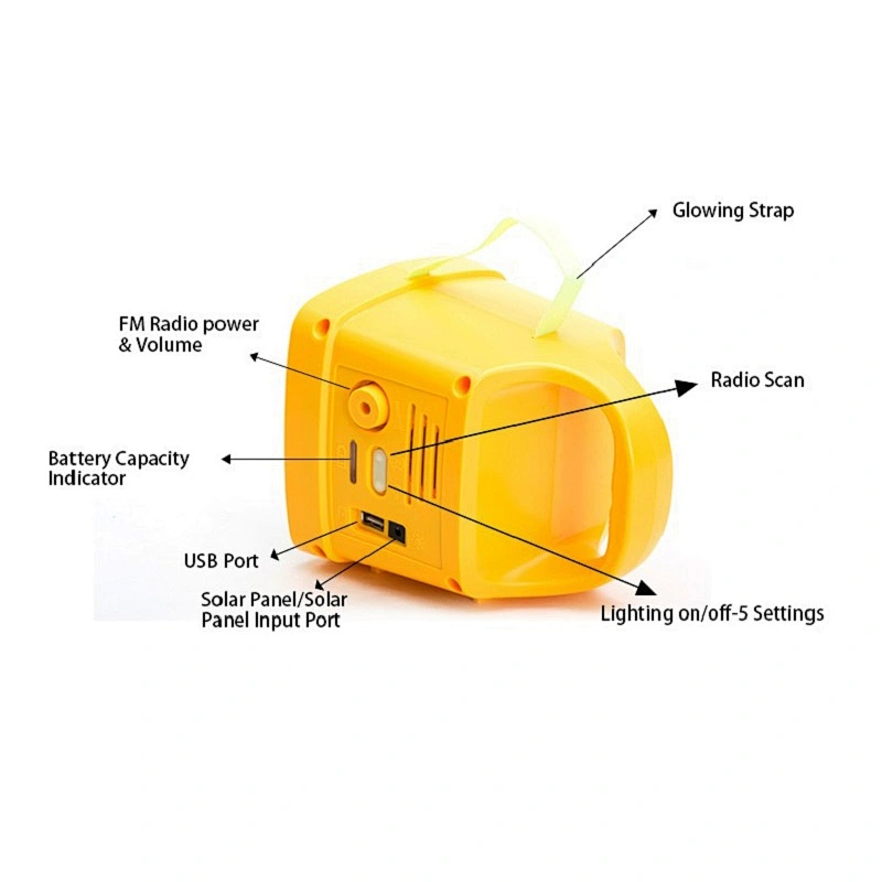 Home solar lantern portable torch emergency light phone charger FM radio multifunctional integrated solar lighting system
