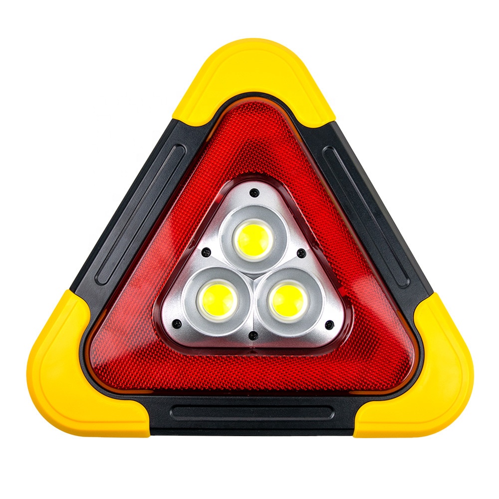 3 COB Red Triangle Warning Stop Sign 30W LED Triangle Roadside Warning Light 1200mAh Car Emergency Safety Warning Light
