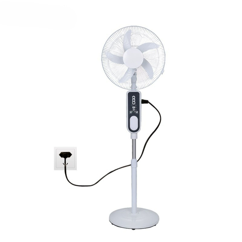 Hot selling 6.4V 16Inch 12V AC/DC High Quality Electric Rechargeable fan with remote control and Solar Panel 5 blades
