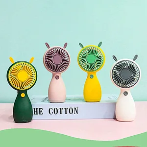 Rechargeable Small Personal Cute Rabbit Ears Handheld Portable Air Cooler Mini Fan USB Charging Summer Cooling Conditioner