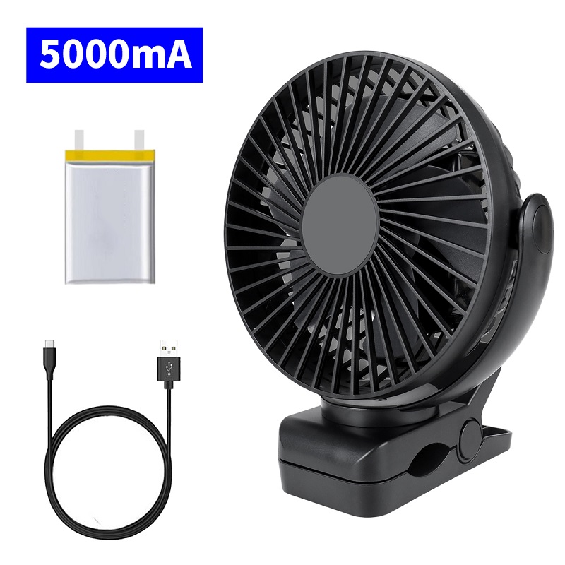 Nwe 5000mAh Rechargeable Portable Table Fan Mini Desk Clip Fan For Baby Stroller Car Outdoor Travel Camping Tent