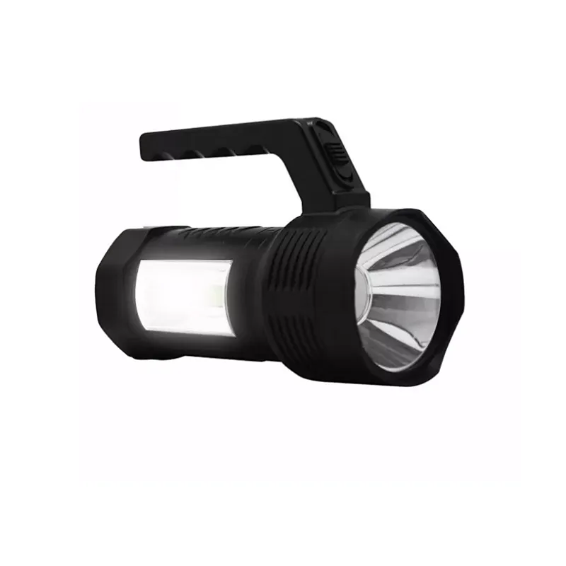 New plastic electric hand lamp Super bright LED rechargeable flashlight with side lantern
