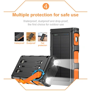 2023 Solar Charging High Capacity Portable Waterproof Strong Camping Light Outdoor 30000mah Solar Power Bank