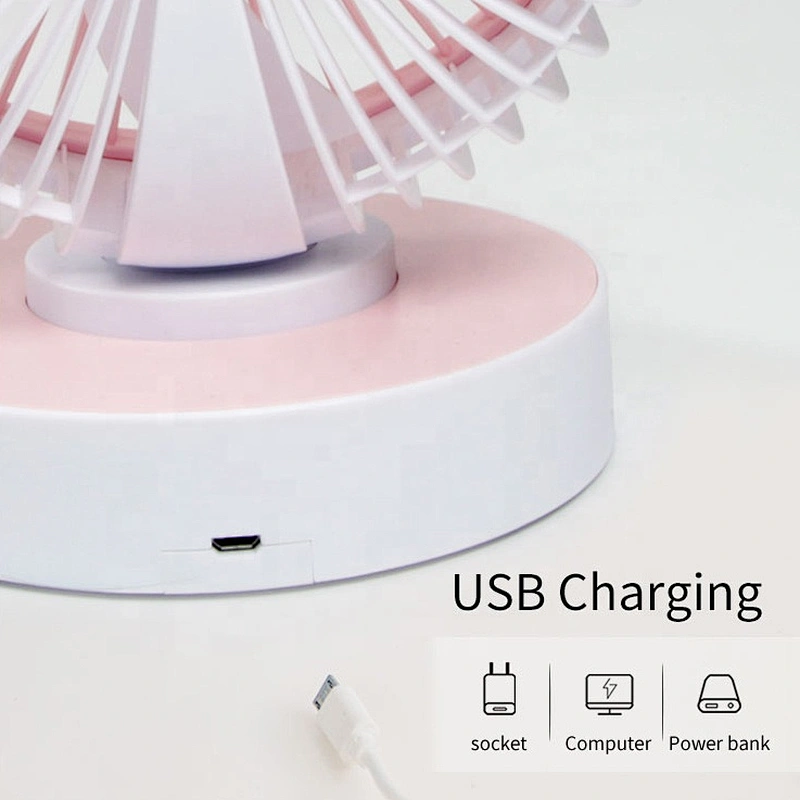 New smart usb rechargeable portable powerful cooling desk fan led 6 inch 4 inch