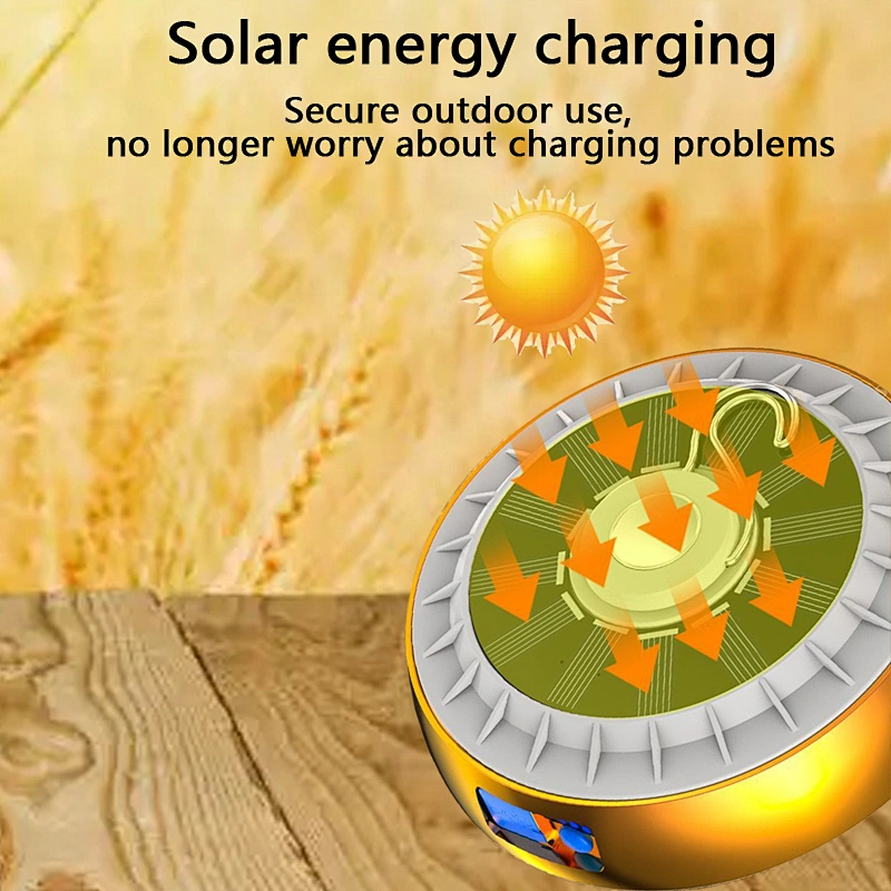 Portable 2400mAh battery ufo solar bulb yellow light white light SOS emergency charging lamp with hook and magnet