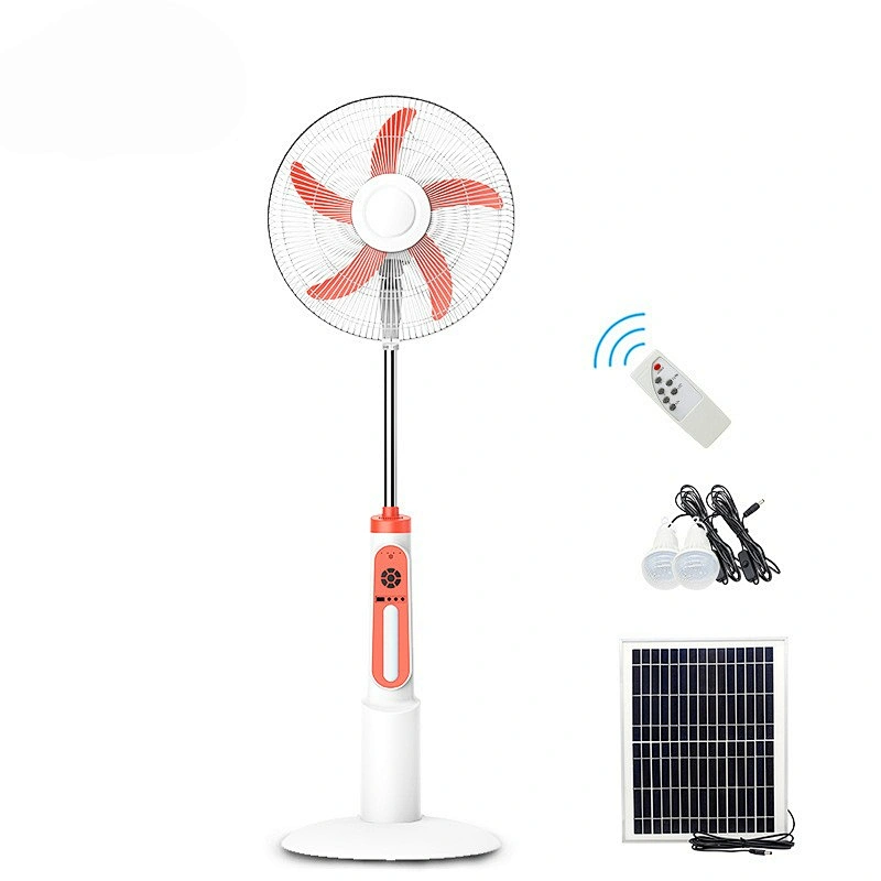 Factory Price Rechargeable Adjustable AC DC Charging With Solar Panel Electric Floor Stand Fan
