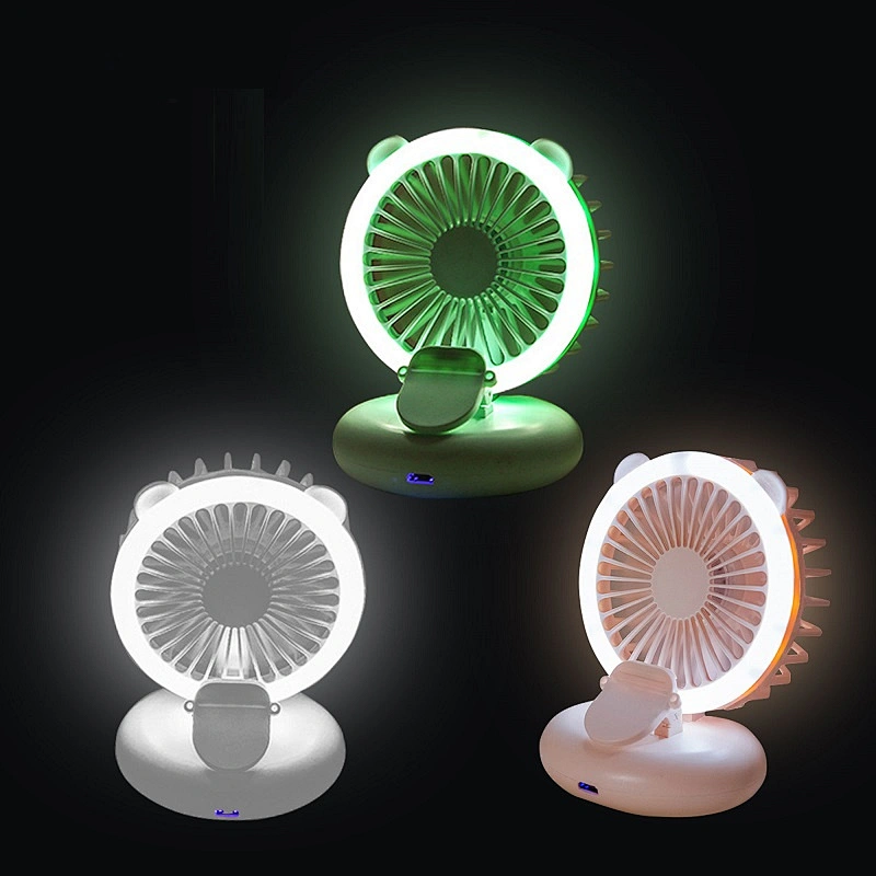 OEM Makeup MINI LED Light Fan Beauty Fill Light Neck Hanging Fan Mini USB Battery Rechargeable Handheld Fan