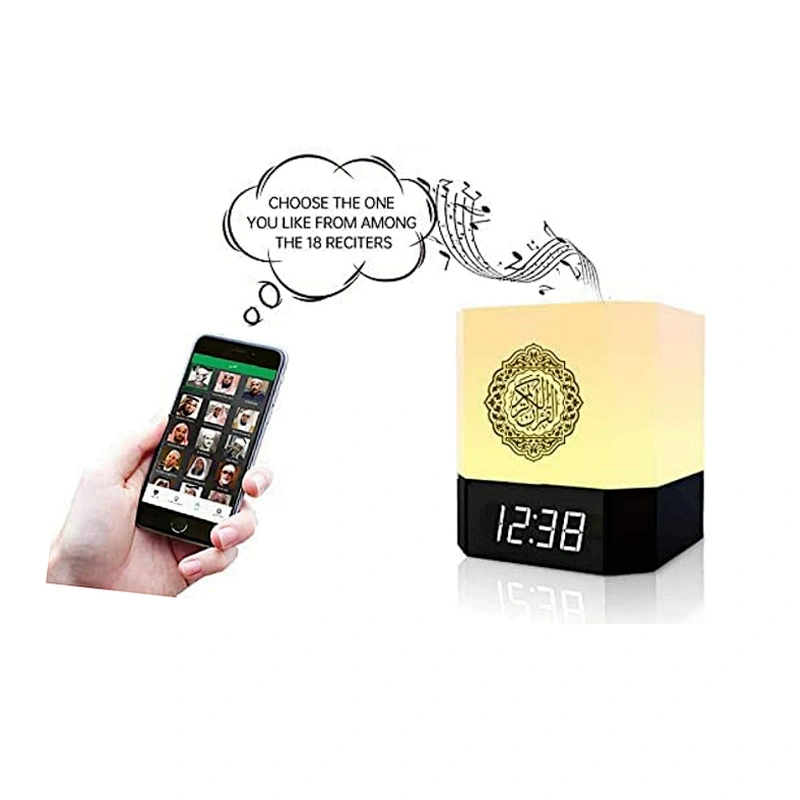 App control night light muslim quran digital player MP3 MP4 download touch lamp mini pillow kids quran speaker light leaves one