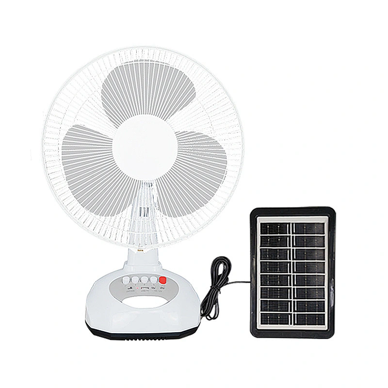 Emergency rechargeable Solar power 12 inch DC AC standing fan with lighting for outdoor