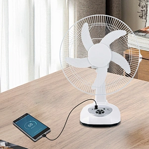 14 INCH 9 Speeds 6V Electric Charging AC/DC Solar Desk Fan With LED Light Rechargeable Table Fan