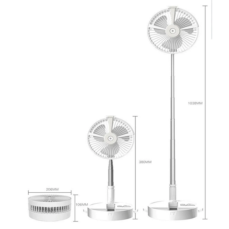 Multi-Function 7200mAh Folding Night illumination air Cooling spray Humidifier fan with mobile phone support