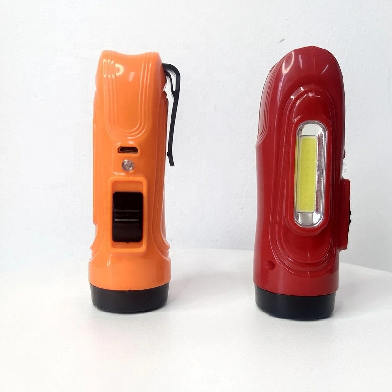 Portable plastic body rechargeable high power led mini flashlight with clip and side lamp