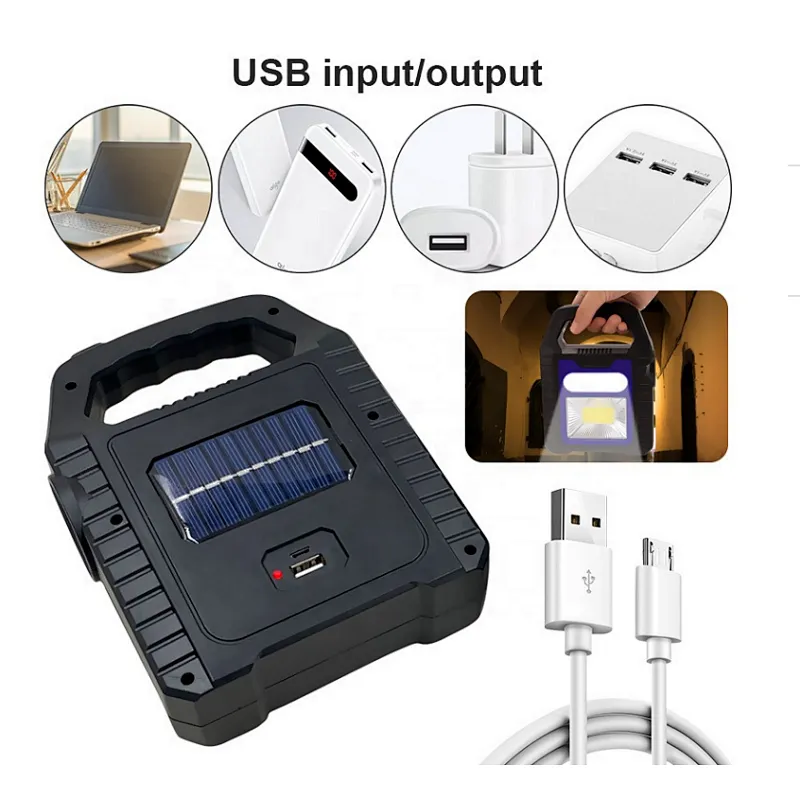 Waterproof Emergency Flashlight LED Light 3 IN 1 Solar USB Rechargeable Brightest COB LED Camping Lantern