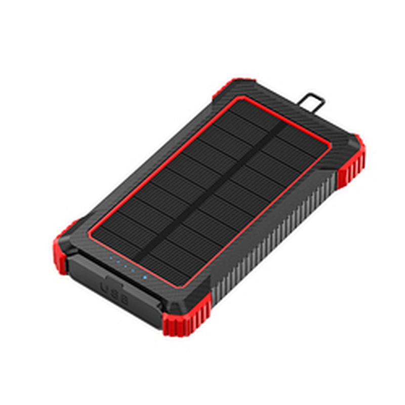 Custom cheap high quality small portable solar energy sharing camping emergency keychain power bank 10000mah with dual usb port
