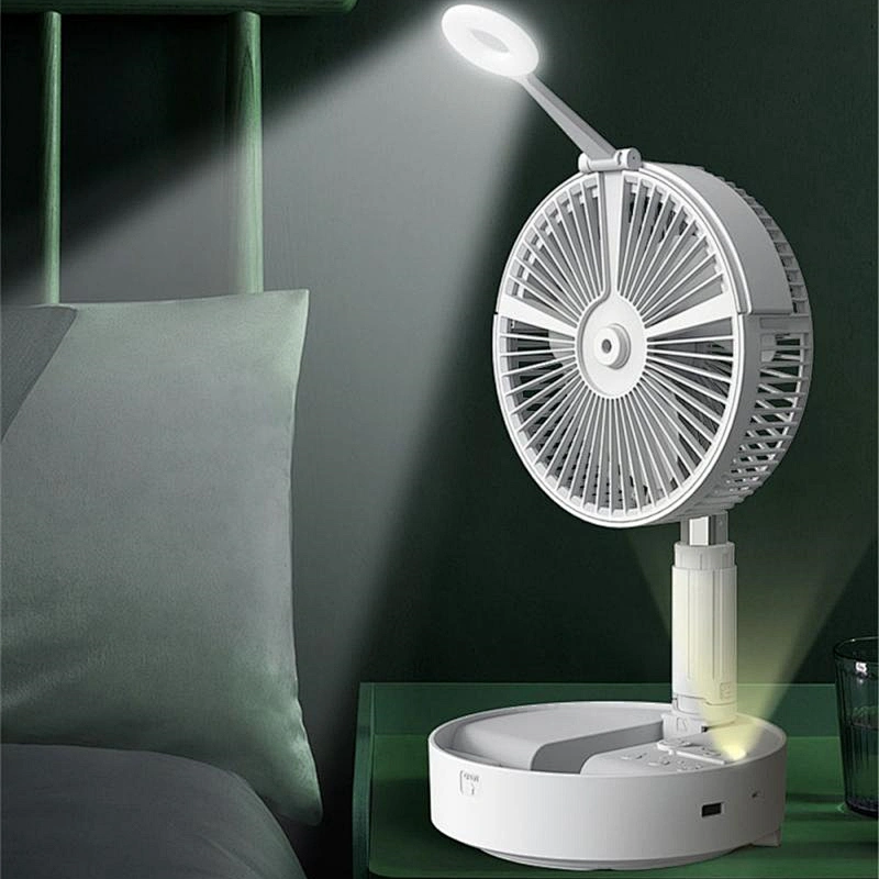 Rechargeable And Manual Foldable Oscillating Head Timer Circulation Humidifier Table Fan With Remote control