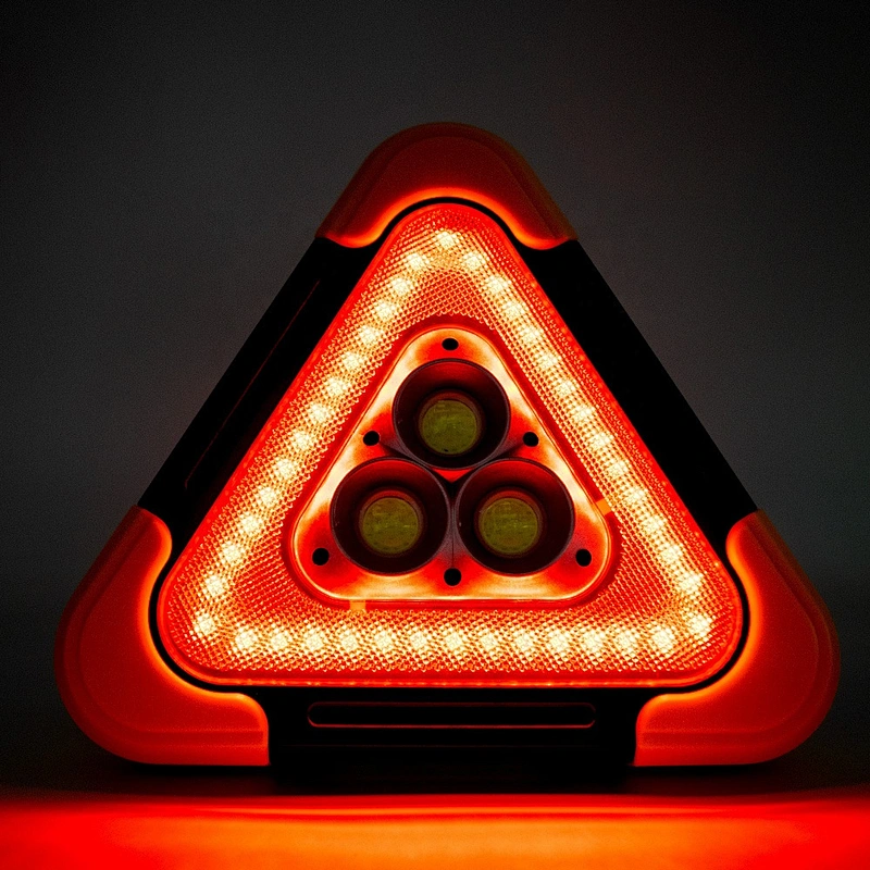 3 COB Red Triangle Warning Stop Sign 30W LED Triangle Roadside Warning Light 1200mAh Car Emergency Safety Warning Light