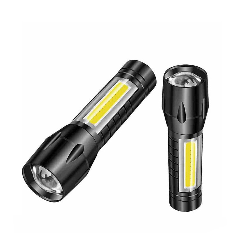 Waterproof Mini Pocket Zoom Portable Outdoor LED Flashlight USB Recharge Adjustable Focus COB Flash Light