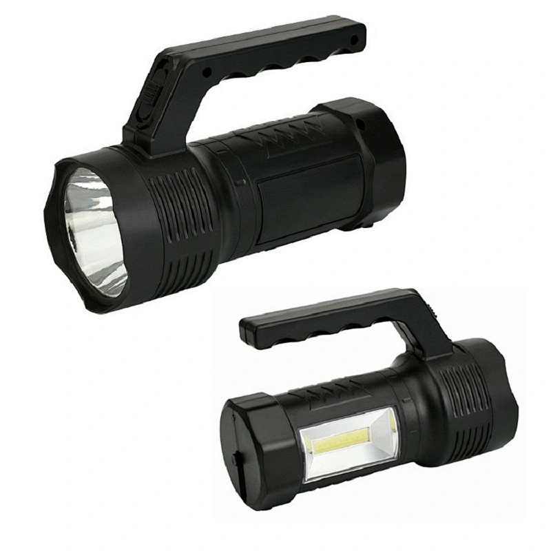 New plastic electric hand lamp Super bright LED rechargeable flashlight with side lantern