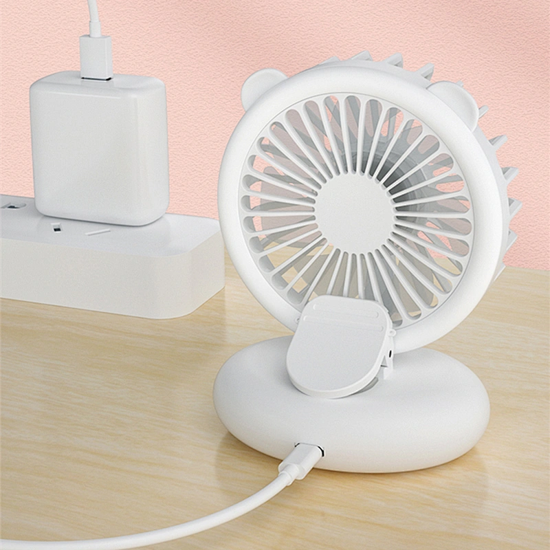 Mini Clip Fill Light Lamp Small Fan Portable Handheld Folding Lanyard Neck Student Dormitory Desktop Usb Charging Fan Gift