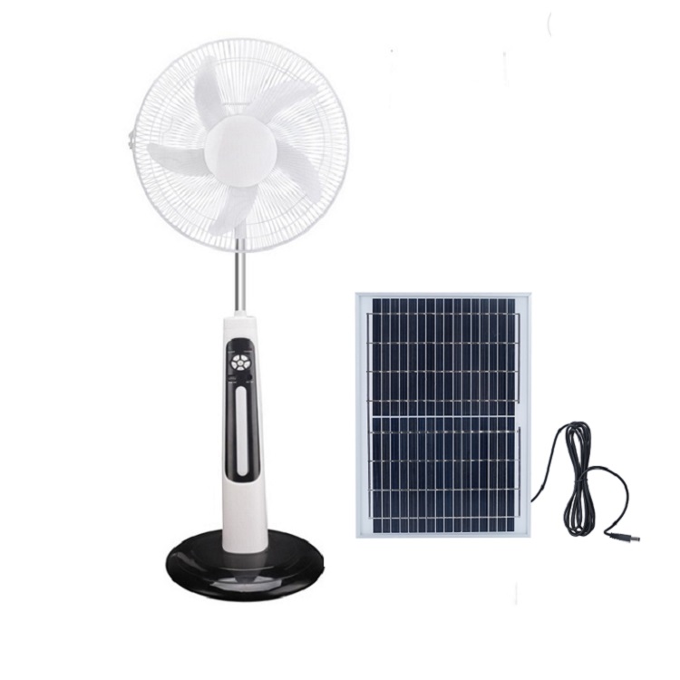 18 inch AC DC 12V Charging 5 Blade rechargeable solar stand fan with panel and battery
