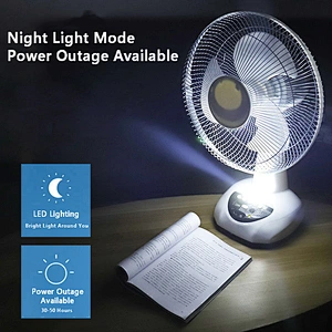 Hot selling 12 inch Solar charging table electric fan with power bank function portable and solar rechargeable fan