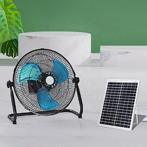 12 inch DC AC solar power outdoor camping portable adjustable wide angle rechargeable powered fan for Household Camping Fish
