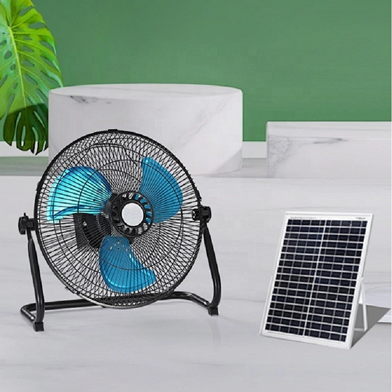12 inch DC AC solar power outdoor camping portable adjustable wide angle rechargeable powered fan for Household Camping Fish