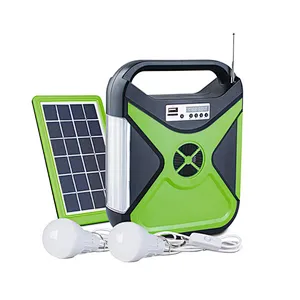 Rechargeable home energy lighting system kit solar lights indoor bulb set with radio and music with USB port