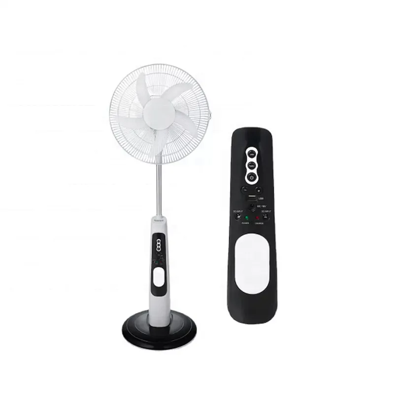 18 inch standing fan Use 12v AC DC Charging Personal Metal Blade Pedestal Battery Solar Rechargeable Fan with Light