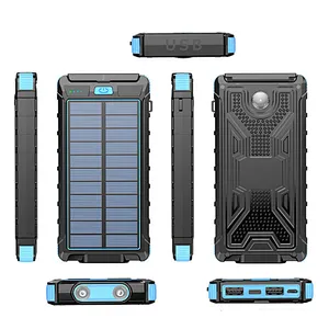 Wholesale cheap high quality  portable small phone outdoor camping solar panel smart power bank fast charger big 10000mah 10000