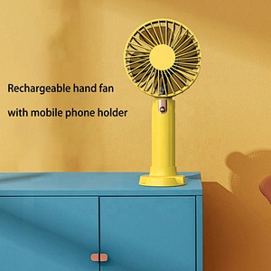 USB Rechargeable 3 Speed 1200mAh Mini Handheld Fan for Outdoor Travel Commute Office Women Men-Green