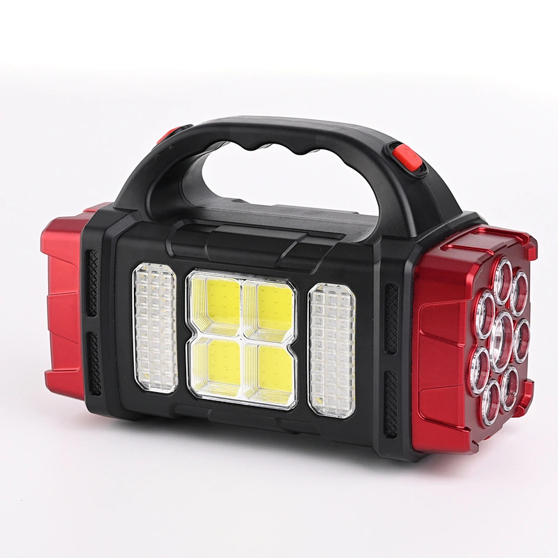 Solar powered Lamp Rechargeable Flashlight with USB Charging Twin Bulb LED & COB for Camping Outdoor