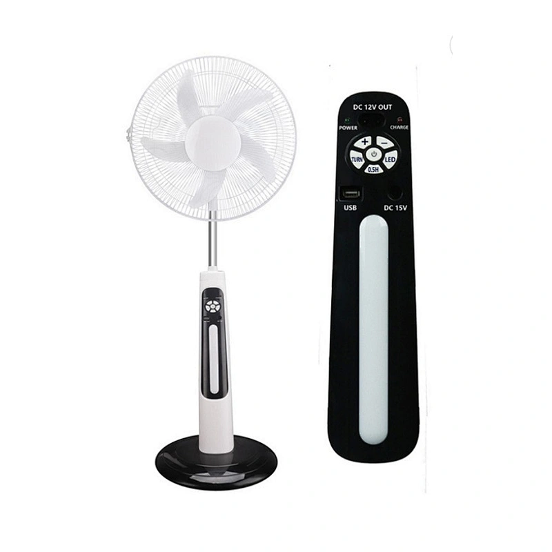 18 inch AC DC 12V Charging 5 Blade rechargeable solar stand fan with panel and battery
