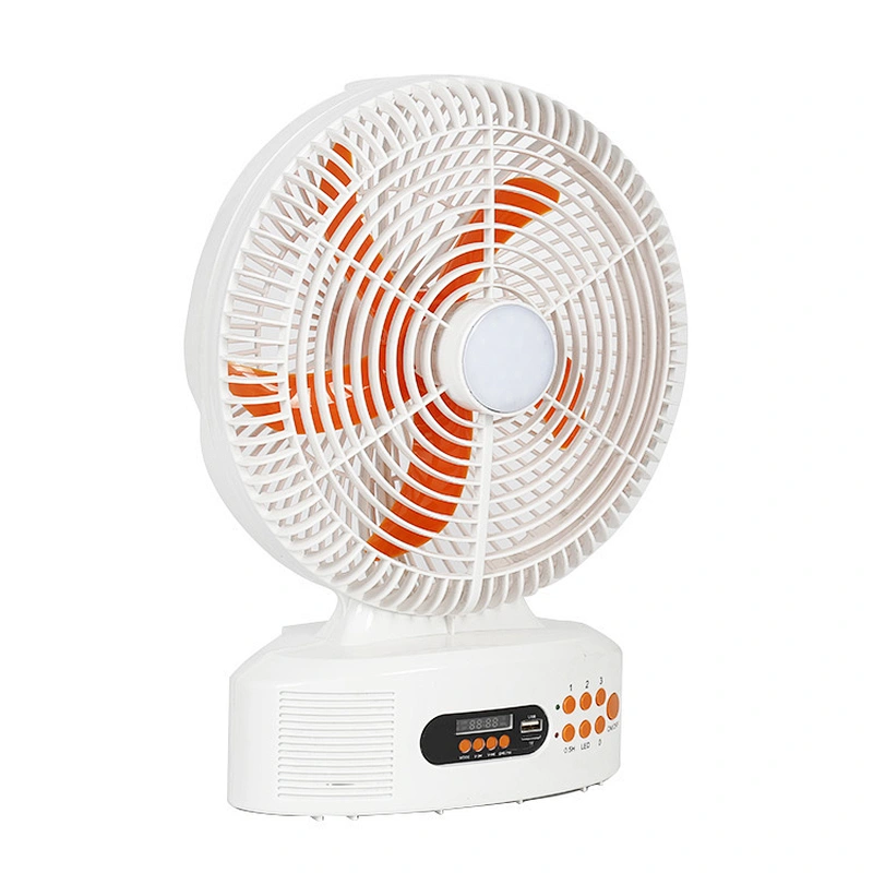 Panama Hot Sell 12 Inch Solar Rechargeable Fan Portable Solar Charging Radio Speaker Table Fan with Light