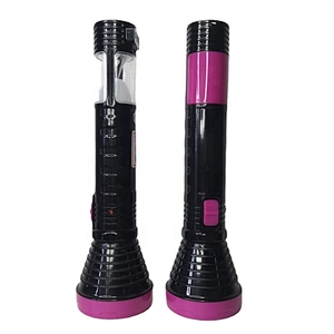 Customized plastic waterproof protbable led rechargeable flashlight with side light