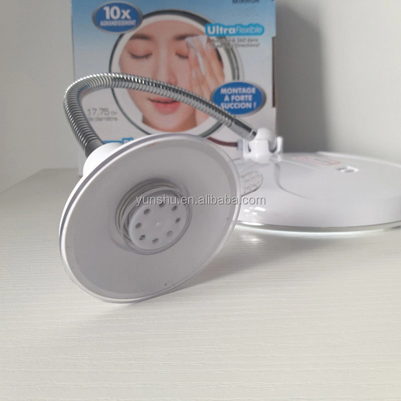 Adjustable Flexible Goose neck bathroom makeup Mirror with led light  with Suction Cup 360 Degree rotate