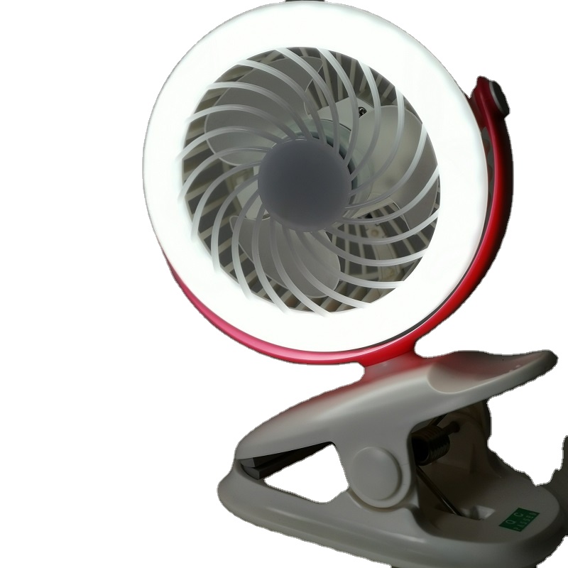 New 360 degree rotation foldable usb rechargeable baby stroller dc motor mini cordless desk  fan with LED lamp 4 inch