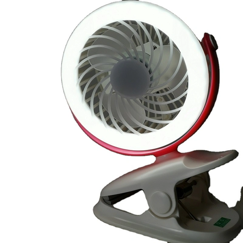 New 360 degree rotation foldable usb rechargeable baby stroller dc motor mini cordless desk  fan with LED lamp 4 inch