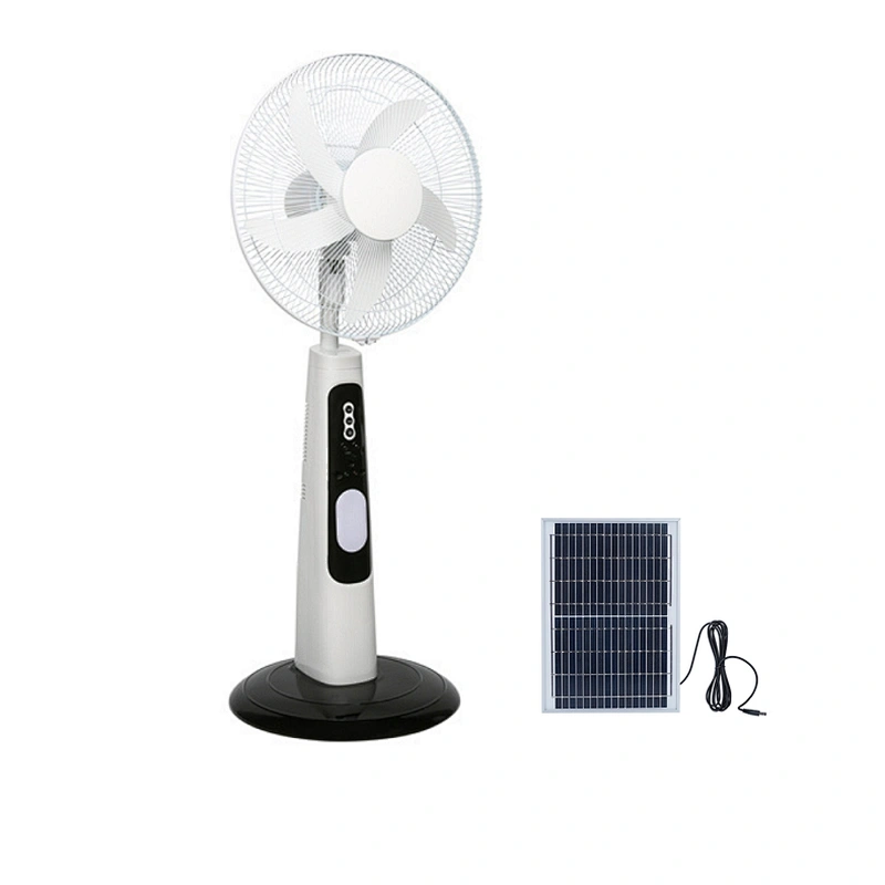 16 Inch 12V DC Solar Fan Solar Powered AC DC Rechargeable Fan Price Cheap Stand Solar Fan with Panel and LED Light
