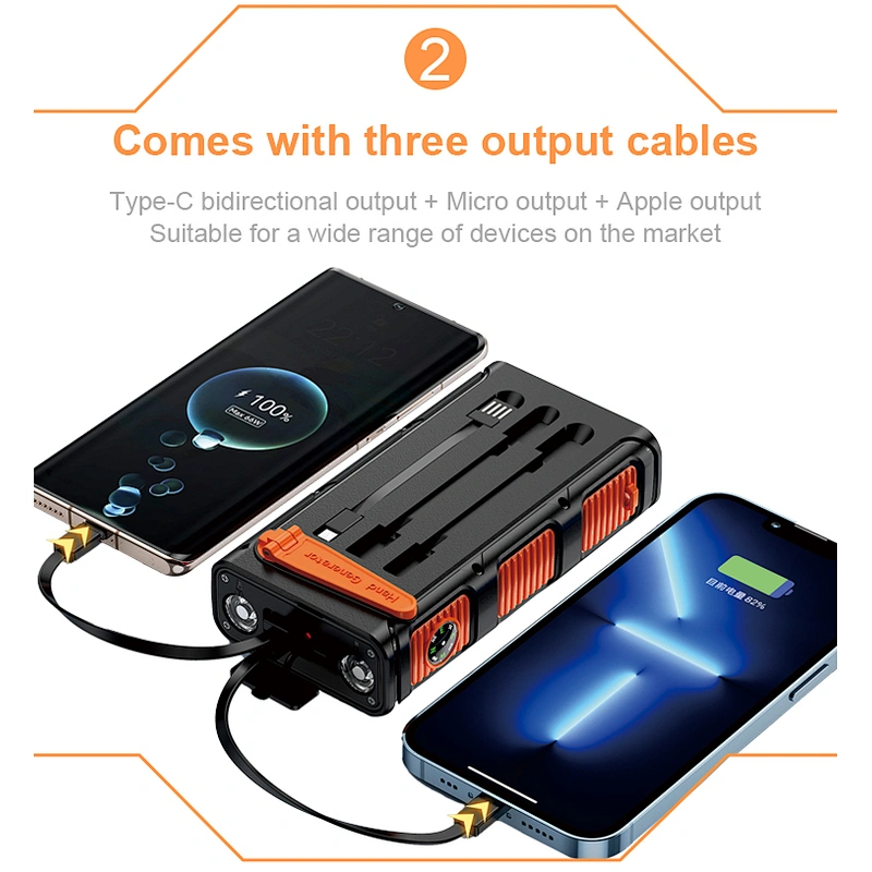 2023 Solar Charging High Capacity Portable Waterproof Strong Camping Light Outdoor 30000mah Solar Power Bank