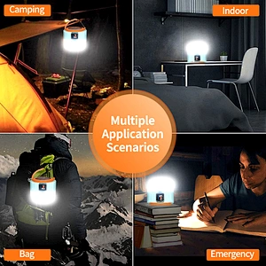 Solar LED Camping Light Rechargeable For Outdoor Tent Lamp Remote Control Portable Lantern Emergency Lights For Hiking