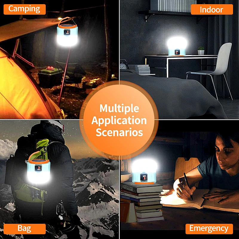 Solar LED Camping Light Rechargeable For Outdoor Tent Lamp Remote Control Portable Lantern Emergency Lights For Hiking