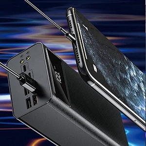 Portable External Battery 3 Inputs and 4 USB Outputs 50000 mAh High Capacity Mobile Power Bank with LED Digital Display