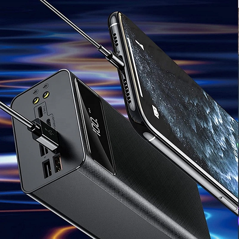 Portable External Battery 3 Inputs and 4 USB Outputs 50000 mAh High Capacity Mobile Power Bank with LED Digital Display