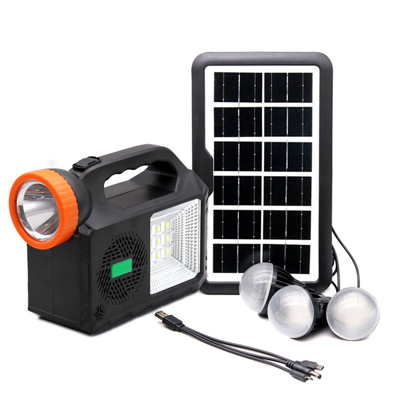 Mini solar home system 5000mAh save energy removable storage power with solar panel radio 20W flashlight